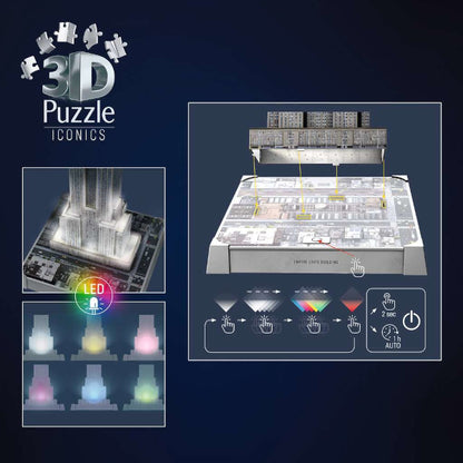 3D Puzzle Iconics - Empire State Building illuminé