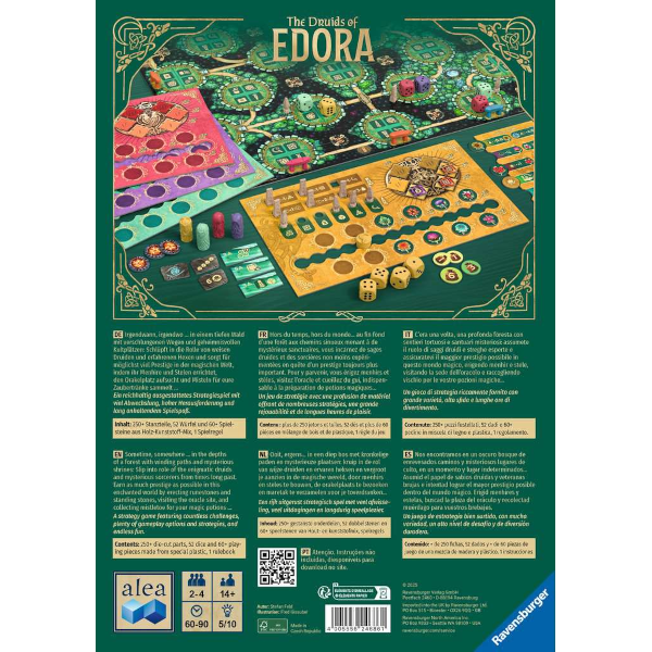 Dos de la boite du jeu Les Druides d'Edora