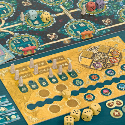 Plateau et figurines du jeu Les Druides d'Edora
