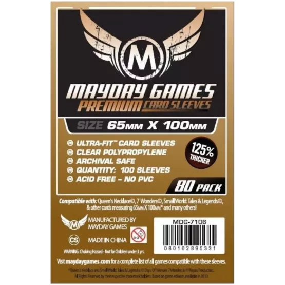 Protège Cartes / Sleeves Premium - 65x100mm (x80) - Mayday Games